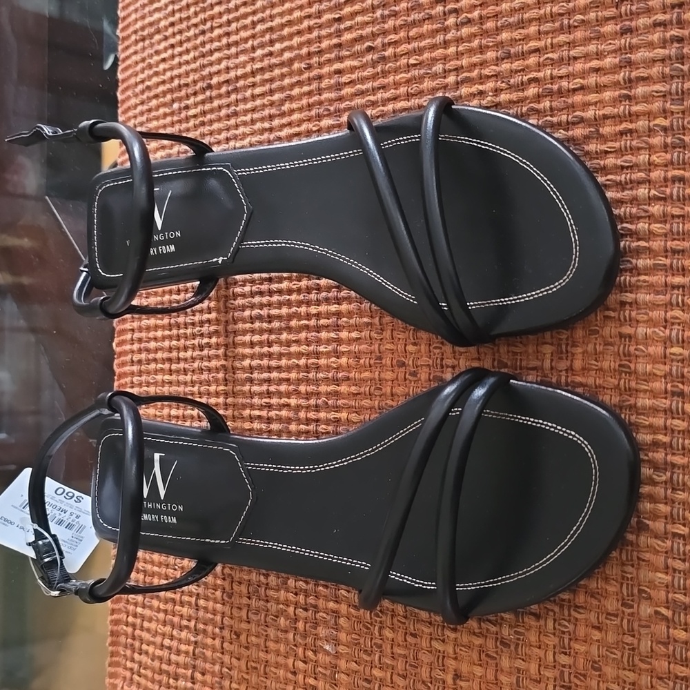 WORTHINGTON BRAND WOMENS SHORT HEELED BLACK STRAPPY DRESS SANDALS HEELS SIZE 8.5